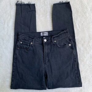 Agolde Women's Black Toni Mid Rise Straight Leg Size 26 x 26”